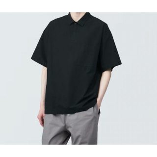 MUJI (無印良品) - 【早い者勝ち】無印良品　紳士　涼感半袖布帛ポロシャツ Mサイズ ブラック