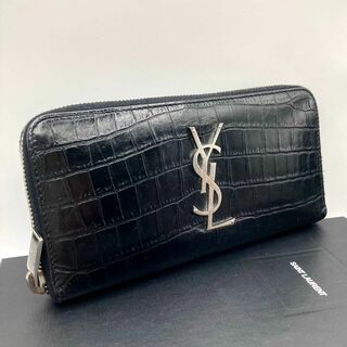 イヴサンローラン(Yves Saint Laurent)のサンローラン✨長財布 ラウンドジップ カサンドラ クロコ型押し　シルバー金具(財布)