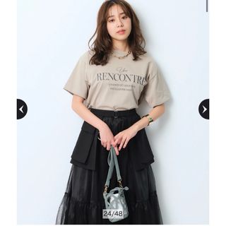 ジャスグリッティー(JUSGLITTY)のジャスグリッティ★クロップドロゴTシャツモカ(Tシャツ/カットソー(半袖/袖なし))