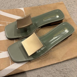 パンプス ミュール 靴 ゴールド クリアサンダル グリーン 夏ファッション 韓国(サンダル)