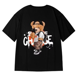 【再入荷】くま 半袖 ストリート 黒 Tシャツ メンズ XL クマ 熊(Tシャツ/カットソー(半袖/袖なし))