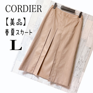 CORDIER - コルディア【美品】 ロングスカート　春夏　Lサイズ　セミタイト　前プリーツ