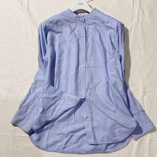 23区 - 【美品】23区　バンドカラーシャツ　ブルー　長袖　2WAY 綿100%
