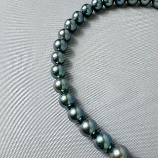本真珠 パール ネックレス 7mm 42cm silver刻印 ブルー系(ネックレス)