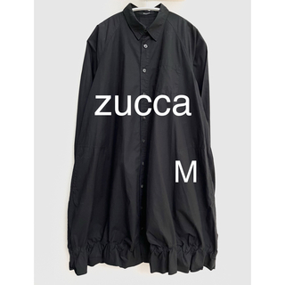 ズッカ(ZUCCa)の極美品☆zucca ズッカ　シャツ　ワンピース　ギャザー　フリル　M バルーン(ひざ丈ワンピース)