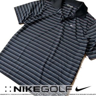 ナイキ(NIKE)の美品 M ナイキゴルフ NIKE GOLF メンズ 半袖ポロシャツ ブラック(ウエア)