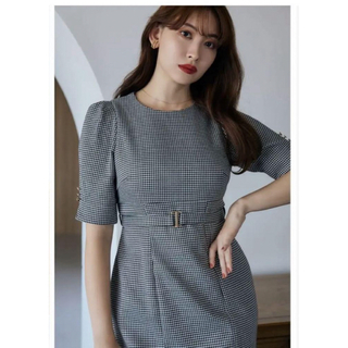 Her lip to - Lady Checkered Belted Dress herlipto