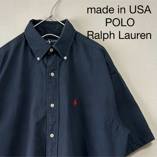 ラルフローレン(Ralph Lauren)の古着 USA製 90s POLO Ralph Lauren 半袖BDシャツ 紺(シャツ)
