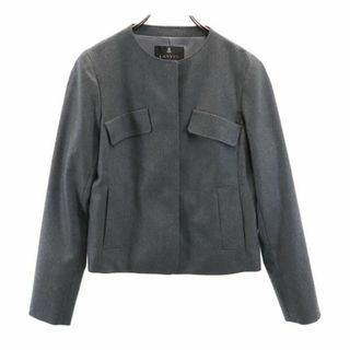 ランバン(LANVIN)のランバン 日本製 ウールカシミアブレンド ノーカラージャケット 38 グレー LANVIN レディース(ノーカラージャケット)