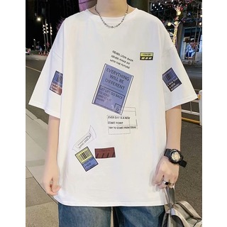 Tシャツ ストリート カジュアル ワッペンプリント オーバーサイズ 白 XL(Tシャツ/カットソー(半袖/袖なし))