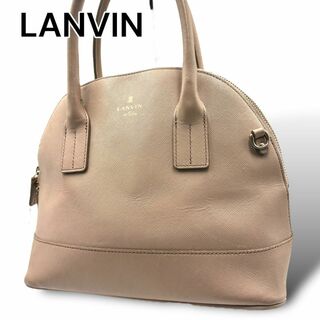 ランバン(LANVIN)のLANVIN ランバン　ハンドバッグ　ベージュ　ピンク　レザー　K017(ハンドバッグ)