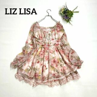 LIZ LISA - 美品❗️リズリサ　花柄レース　ワンピース　バックギャザー　フリル　リボン