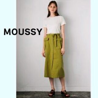 マウジー(moussy)のMOUSSY　マウジー　ロング　スカート　セミフレア　黄緑　グリーン　リボン(ロングスカート)