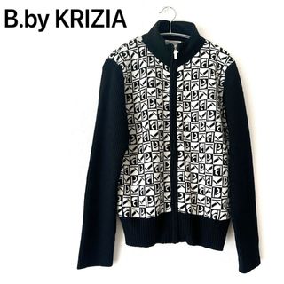 KRIZIA - 【超美品】B.by KRIZIA カーディガン　ニット　L ブラック　ホワイト