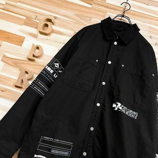 ザラ(ZARA)の【ザラ】オーバーサイズ dnwr. プリント デザイン ジャケット M 黒×白(シャツ)