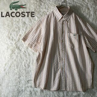 ラコステ(LACOSTE)の美品 LACOSTE ラコステ ストライプ 半袖シャツ ワンポイント 5 L(シャツ)