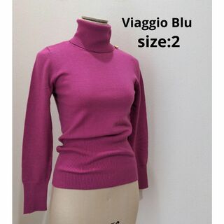 ビアッジョブルー(VIAGGIO BLU)のViaggio Blu ビアッジョブルー ハイネック ニット  青みピンク 2(ニット/セーター)