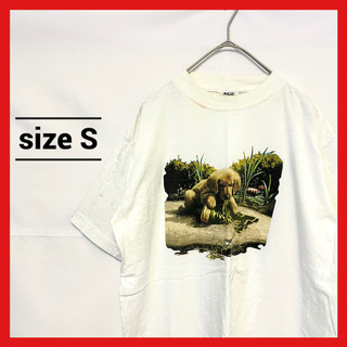 90s 古着 ノーブランド Tシャツ 白T 犬 トップス S (Tシャツ/カットソー(半袖/袖なし))