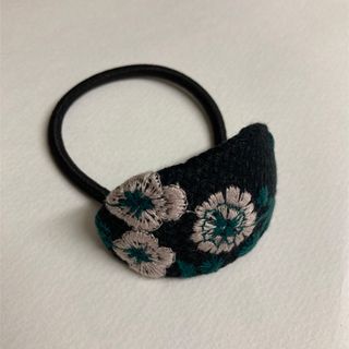 ミナペルホネン　ヘアゴム　handmade flower crown ネイビー