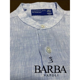 BARBA - 【美品】BARBA／バルバ／DANDYLIFE／リネンシャツ／バンドカラーシャツ