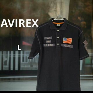 AVIREX - AVIREX　アヴィレックス　ワッペンデザインポロシャツ　ブラック　Lサイズ