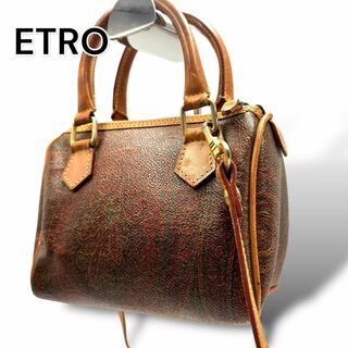 ETRO - ETRO エトロ　ハンドバッグ　ショルダーバッグ　ブラウン　レザー　A562