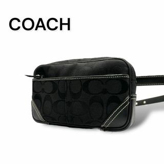 コーチ(COACH)のCOACH コーチ　ボディバッグ　ブラック　ナイロン　シグネチャー　A561(ウエストポーチ)