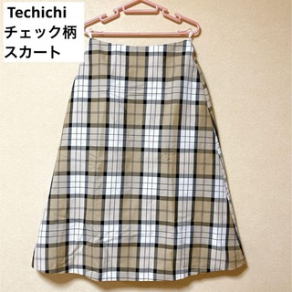 テチチ(Techichi)のテチチ チェック柄 フレア　スカート ウエストゴム ポケット付き 裏地付き(ひざ丈スカート)