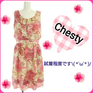 Chesty - 試着程度♪ Chesty 花柄 フリル ワンピース ピンク系