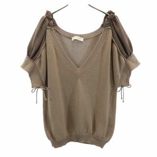 ステラマッカートニー(Stella McCartney)のステラマッカートニー イタリア製 半袖 切替 Ｖネック ニット 38 ブラウン系 Stella McCartney セーター レディース(ニット/セーター)