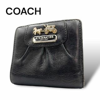 コーチ(COACH)のCOACH コーチ　折り財布　レザー　ブラック　コンパクト　A644(財布)