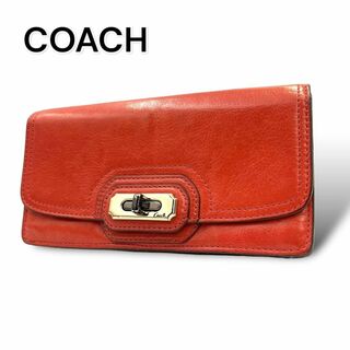 コーチ(COACH)のCOACH コーチ　長財布　レザー　オレンジ　A643(財布)