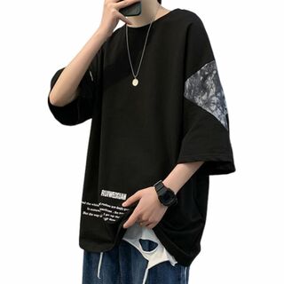 [Luxe Relax] アーム 柄 スイッチ ルーズ Tシャツ ゆったり 大き(その他)