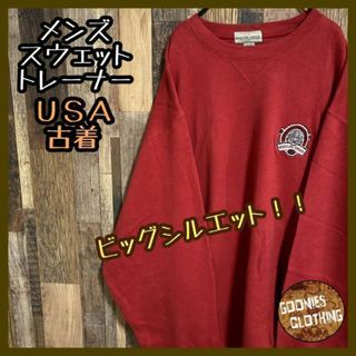 メンズ オレンジ コットン トレーナー USA古着 90s 長袖 プルオーバー(スウェット)