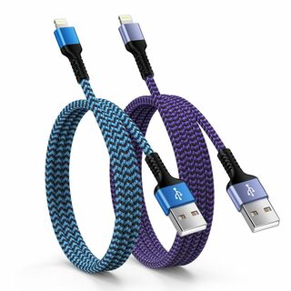 【色:ブルーとパープル】iPhone 充電ケーブル USB-A to ライトニン(PC周辺機器)