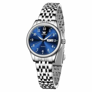 【色: ホワイトブルー　5006】OLEVS 腕時計 レディース 日付 アナログ(腕時計)