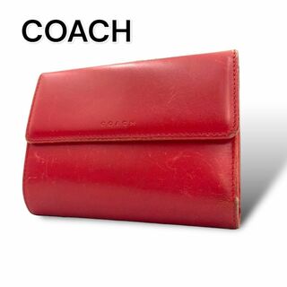 コーチ(COACH)のCOACH コーチ　折り財布　レザー　レッド　がま口　A460(財布)