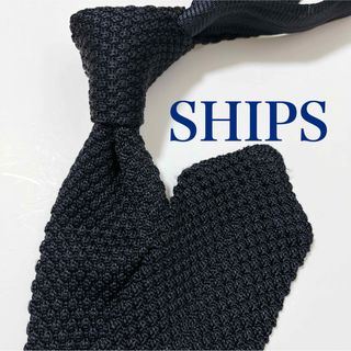 SHIPS - 美品 シップス SHIPS ネクタイ ハイブランド ソリッドタイ 無地 光沢 紺