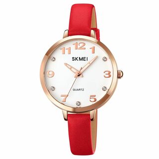 【色: L2028レッド】SKMEI 腕時計 レディース おしゃれ シンプル 革(腕時計)