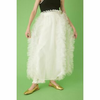 ヘリンドットサイ(HeRIN.CYE)の24SS 新品 HeRIN.CYE Sheer frill skirt ホワイト(ロングスカート)