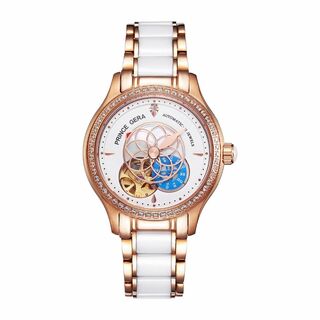【色: ピンク6】PRINCE GERA 腕時計 レディース 機械式 自動巻き (腕時計)