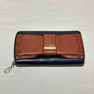 クロエ(Chloe)のChloe クロエ 長財布 リボン ネイビー ブラウン レディース(財布)