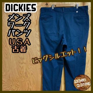 ディッキーズ ネイビー ワーク パンツ 70s 80s USA古着 ロゴ メンズ(ワークパンツ/カーゴパンツ)