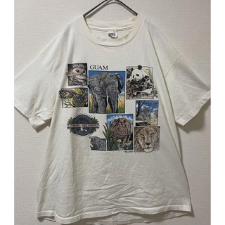 アンビル(Anvil)の90s アニマルTシャツ　anvil 動物　ヴィンテージ　Tシャツ　白　アートT(Tシャツ/カットソー(半袖/袖なし))