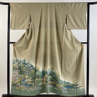 色留袖 身丈154cm 裄丈65cm 正絹 名品 【中古】(着物)