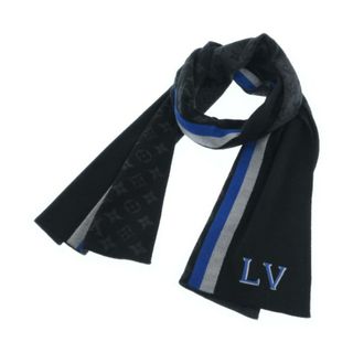 ルイヴィトン(LOUIS VUITTON)のLOUIS VUITTON ルイヴィトン マフラー - 黒系xグレーx青等 【古着】【中古】(マフラー)