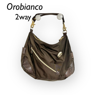 オロビアンコ　ITALY ブラウン　2way ハンドバッグ　ショルダーバッグ