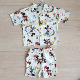 ディズニー(Disney)の新品 半袖 ディズニー ミッキー ミニー 90 上下セット(Tシャツ/カットソー)