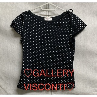 GALLERY VISCONTI - 美品 ギャラリービスコンティ ドット Tシャツ リボン フリル  Mサイズ 白黒