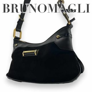 ブルーノマリ(BRUNOMAGLI)の美品　BRUNOMAGLI ブルーノマリU4 肩掛け　ハンドバッグ　スエード　黒(ハンドバッグ)